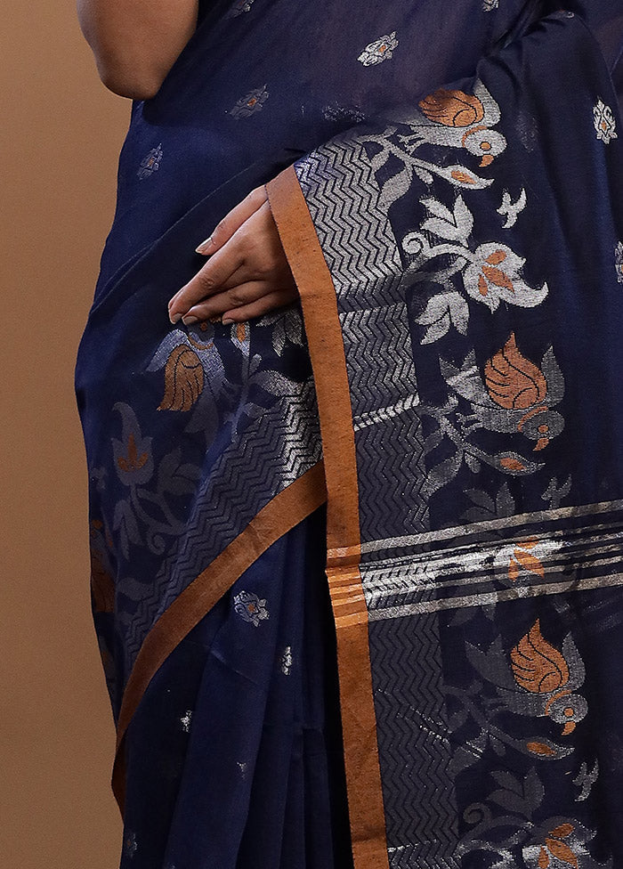 Blue Matka Silk Saree With Blouse Piece - Indian Silk House Agencies