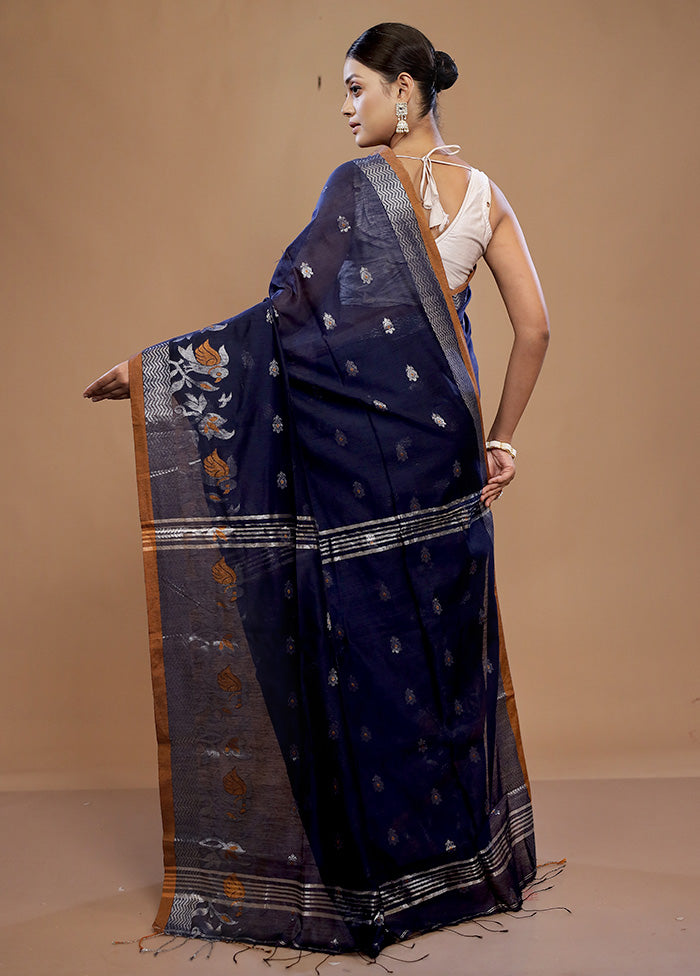 Blue Matka Silk Saree With Blouse Piece - Indian Silk House Agencies