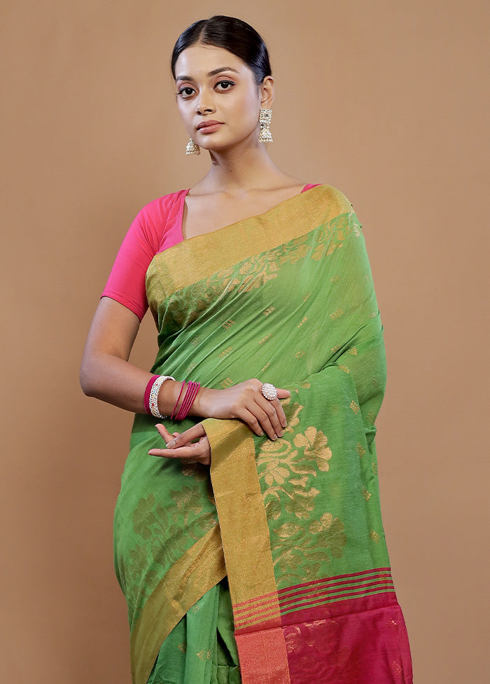 Green Matka Silk Saree With Blouse Piece - Indian Silk House Agencies