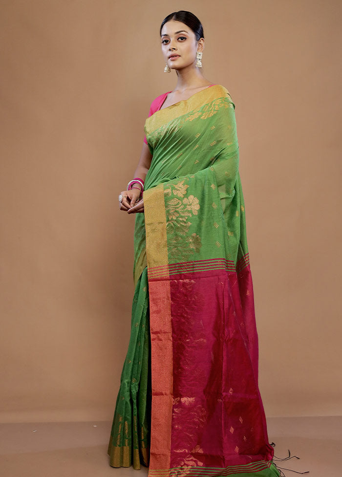 Green Matka Silk Saree With Blouse Piece - Indian Silk House Agencies