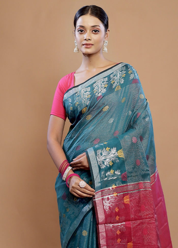 Blue Matka Silk Saree With Blouse Piece - Indian Silk House Agencies