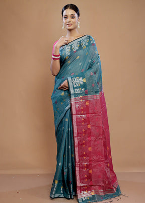 Blue Matka Silk Saree With Blouse Piece - Indian Silk House Agencies