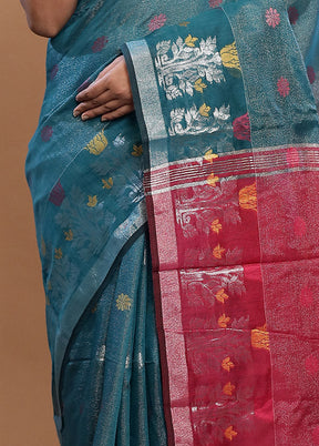 Blue Matka Silk Saree With Blouse Piece - Indian Silk House Agencies