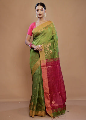 Green Matka Silk Saree With Blouse Piece - Indian Silk House Agencies