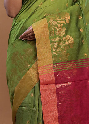 Green Matka Silk Saree With Blouse Piece - Indian Silk House Agencies