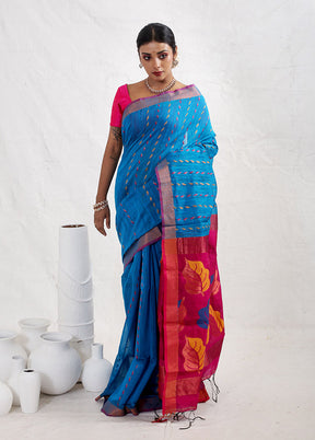 Blue Matka Silk Saree With Blouse Piece - Indian Silk House Agencies