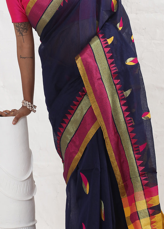 Blue Matka Silk Saree With Blouse Piece - Indian Silk House Agencies