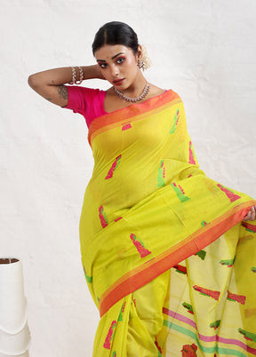 Yellow Matka Silk Saree With Blouse Piece - Indian Silk House Agencies