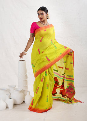 Yellow Matka Silk Saree With Blouse Piece - Indian Silk House Agencies