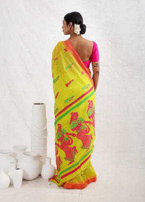 Yellow Matka Silk Saree With Blouse Piece - Indian Silk House Agencies