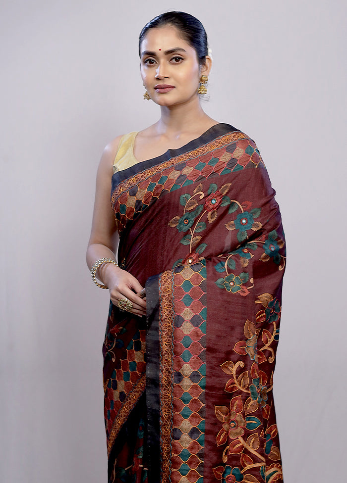 Multicolor Dupion Silk Saree With Blouse Piece - Indian Silk House Agencies