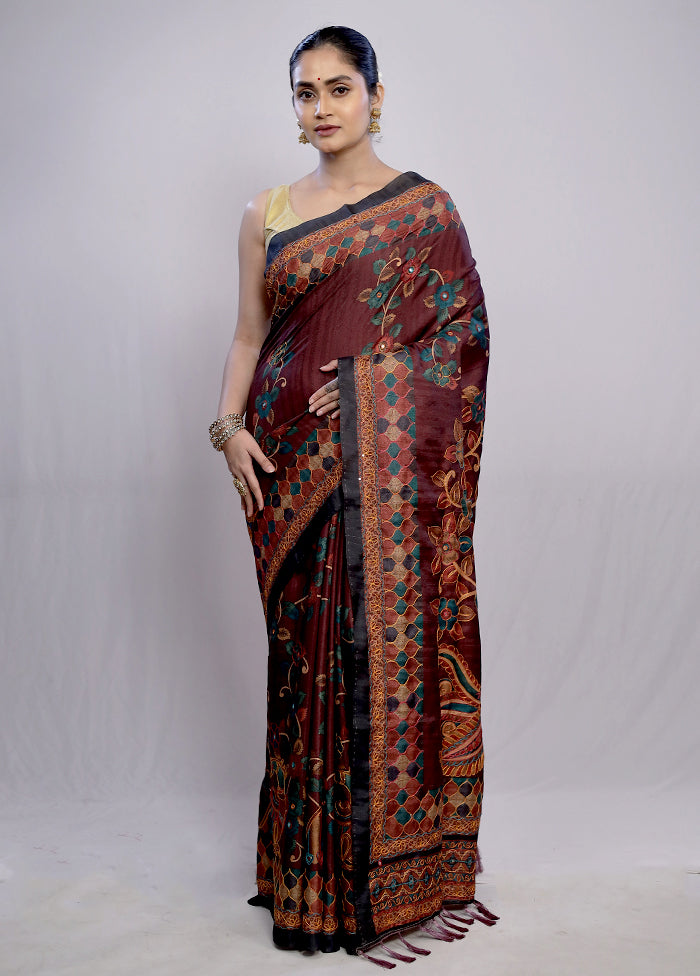 Multicolor Dupion Silk Saree With Blouse Piece - Indian Silk House Agencies