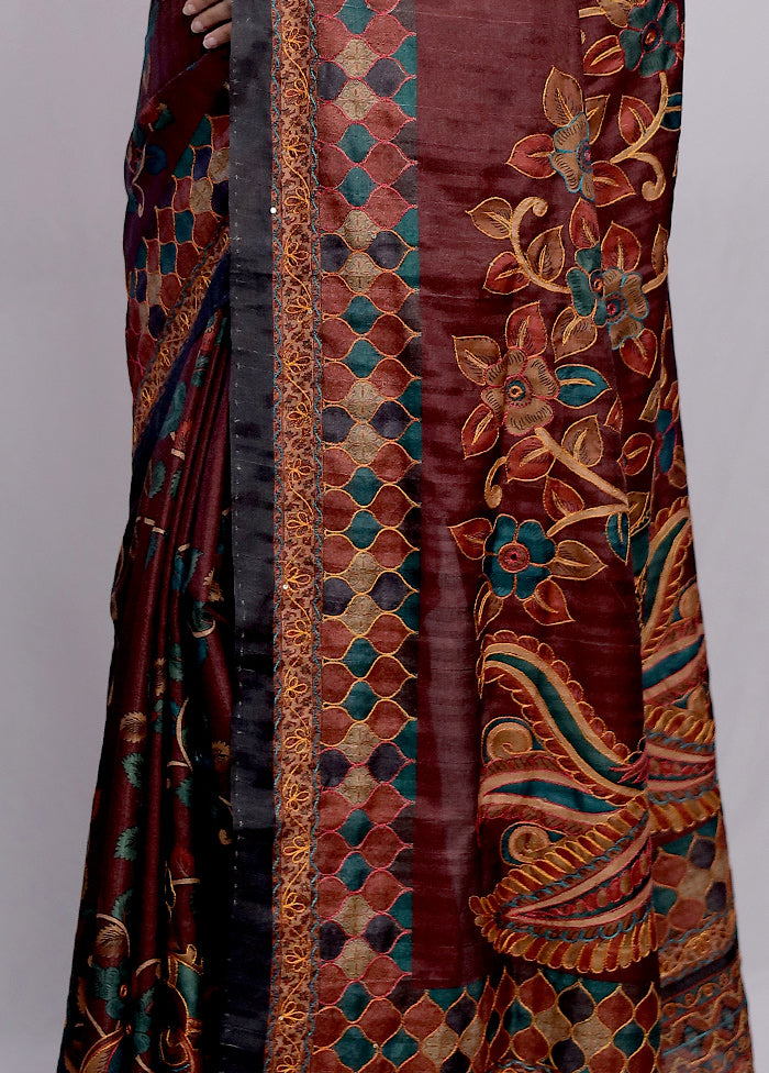 Multicolor Dupion Silk Saree With Blouse Piece - Indian Silk House Agencies