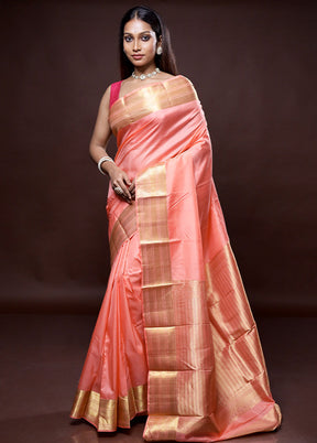 Pink Kanjivaram Pure Silk Saree Without Blouse Piece - Indian Silk House Agencies