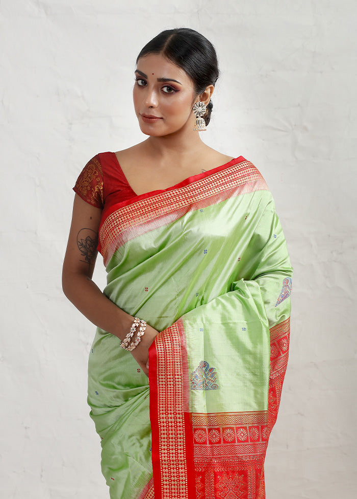 Green Bomkai Pure Silk Saree With Blouse Piece - Indian Silk House Agencies