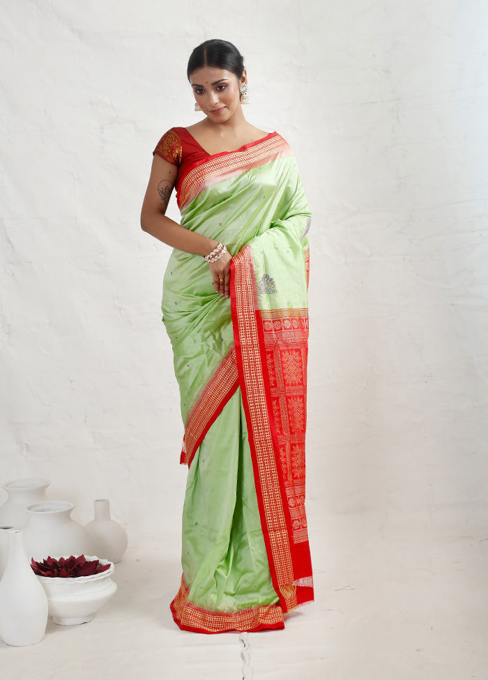 Green Bomkai Pure Silk Saree With Blouse Piece - Indian Silk House Agencies