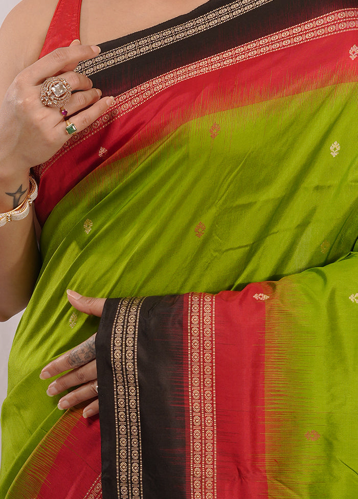 Green Bomkai Pure Silk Saree With Blouse Piece - Indian Silk House Agencies