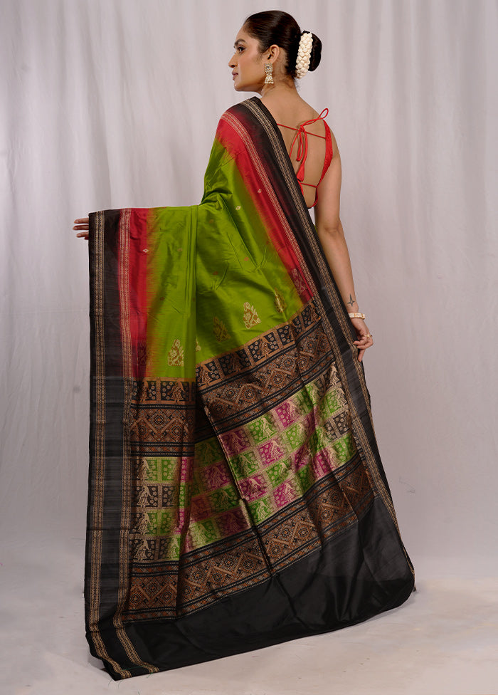 Green Bomkai Pure Silk Saree With Blouse Piece - Indian Silk House Agencies