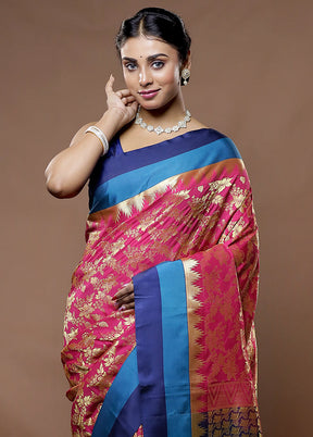 Pink Kanjivaram Silk Saree With Blouse Piece - Indian Silk House Agencies