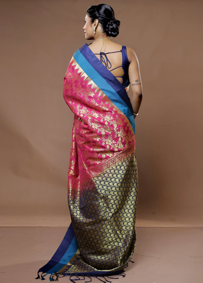 Pink Kanjivaram Silk Saree With Blouse Piece - Indian Silk House Agencies