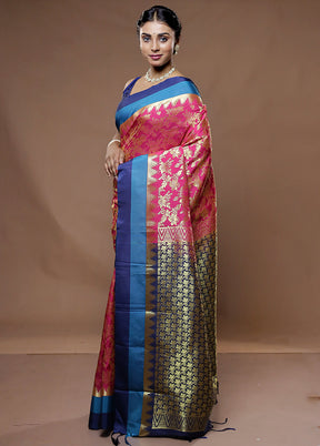 Pink Kanjivaram Silk Saree With Blouse Piece - Indian Silk House Agencies