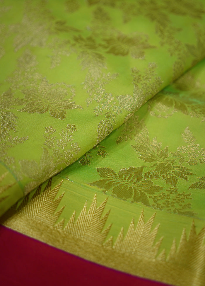 Green Kanjivaram Silk Saree With Blouse Piece - Indian Silk House Agencies