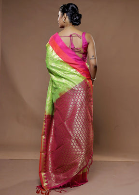 Green Kanjivaram Silk Saree With Blouse Piece - Indian Silk House Agencies