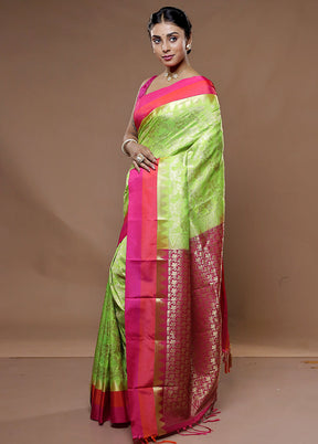 Green Kanjivaram Silk Saree With Blouse Piece - Indian Silk House Agencies