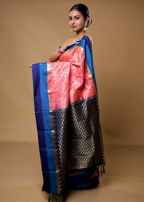 Pink Kanjivaram Silk Saree With Blouse Piece