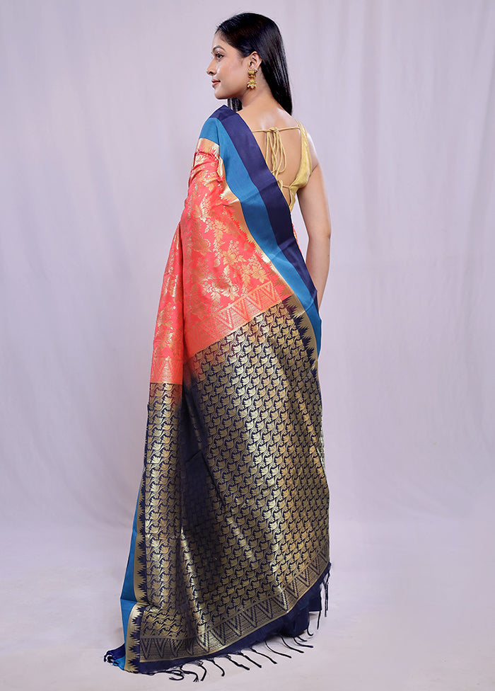 Pink Kanjivaram Silk Saree With Blouse Piece - Indian Silk House Agencies