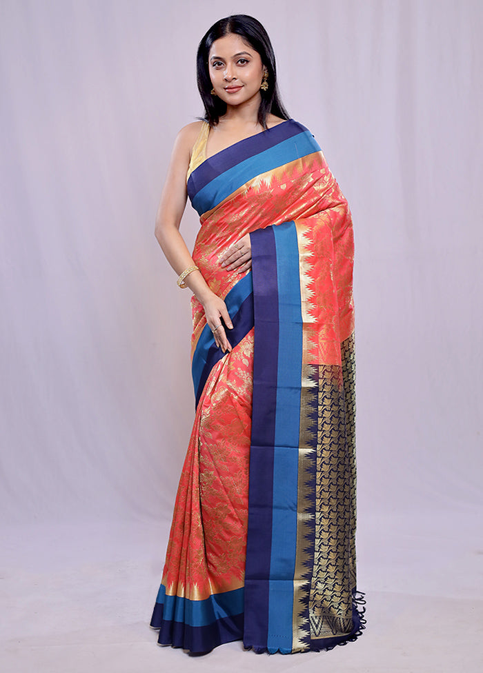 Pink Kanjivaram Silk Saree With Blouse Piece - Indian Silk House Agencies