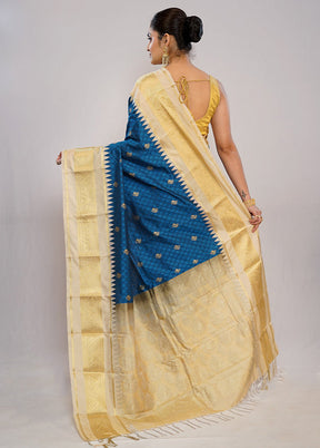 Blue Kanjivaram Silk Saree With Blouse Piece - Indian Silk House Agencies