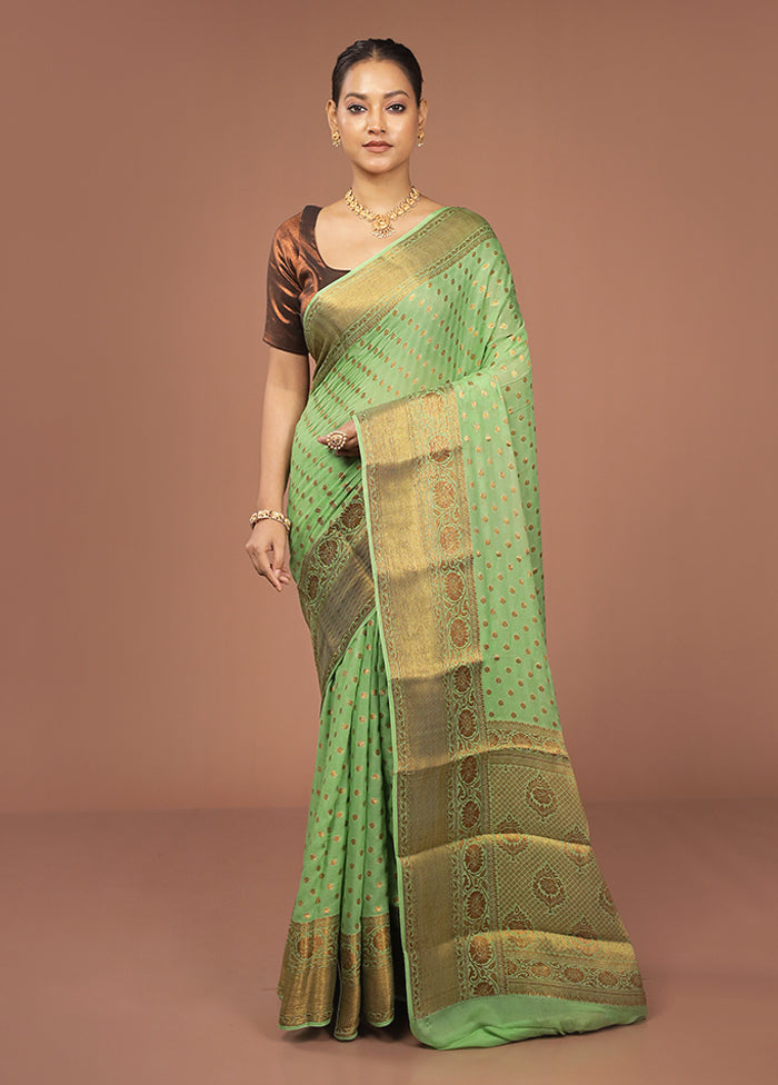 Green Georgette Saree With Blouse Piece