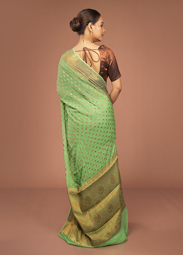 Green Georgette Saree With Blouse Piece