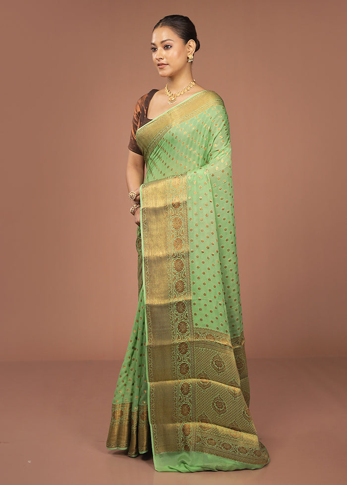 Green Georgette Saree With Blouse Piece