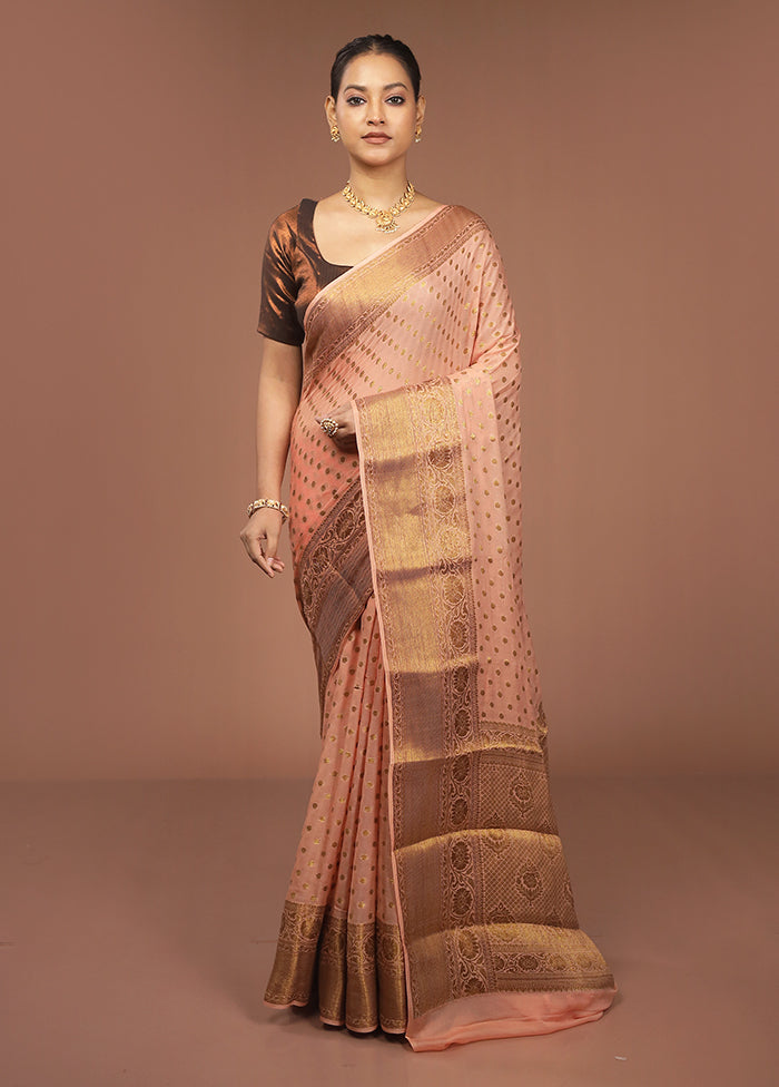 Peach Georgette Saree With Blouse Piece