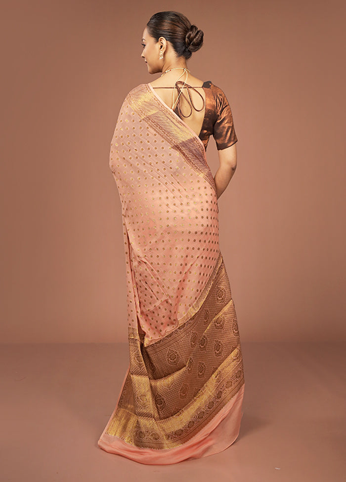Peach Georgette Saree With Blouse Piece