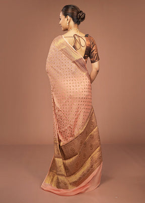 Peach Georgette Saree With Blouse Piece