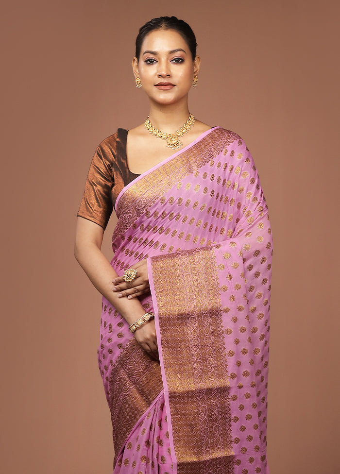 Purple Georgette Saree With Blouse Piece