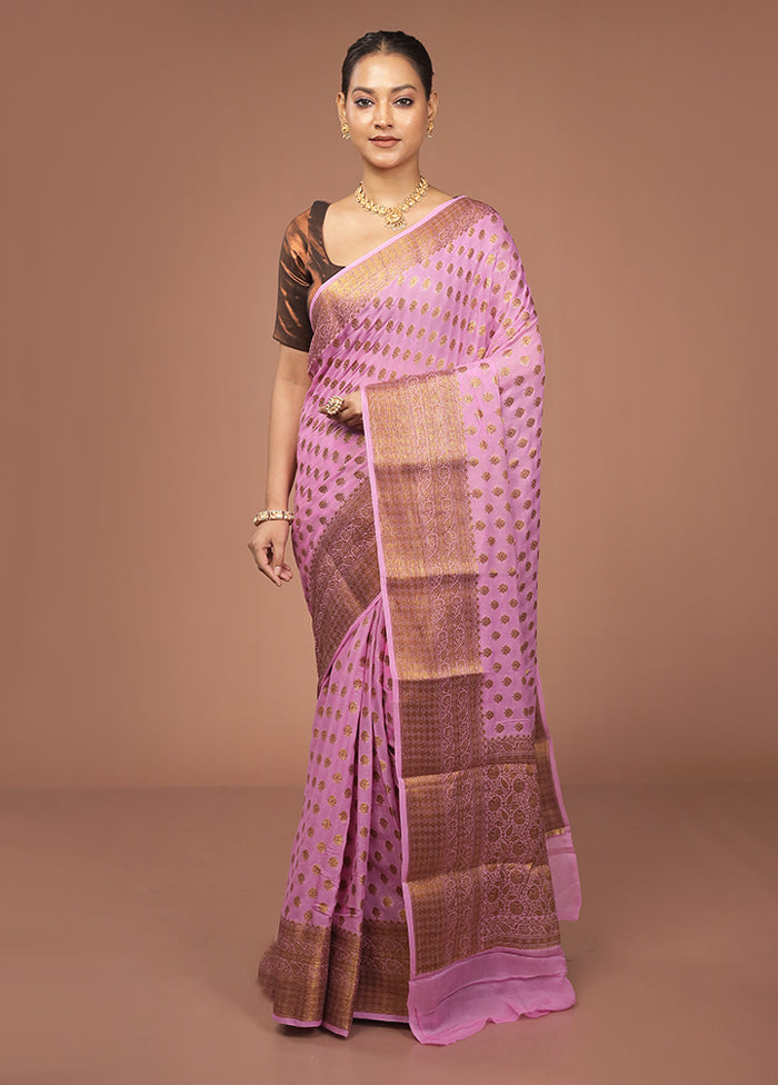 Purple Georgette Saree With Blouse Piece
