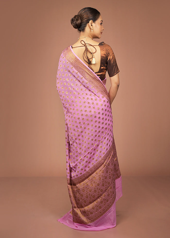 Purple Georgette Saree With Blouse Piece