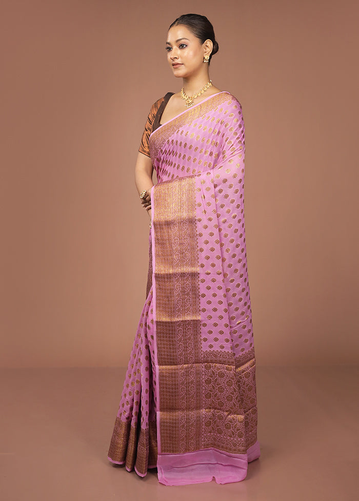 Purple Georgette Saree With Blouse Piece