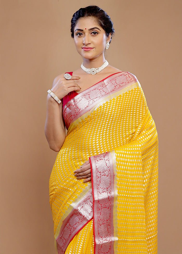 Yellow Georgette Saree With Blouse Piece - Indian Silk House Agencies