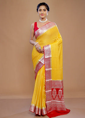 Yellow Georgette Saree With Blouse Piece - Indian Silk House Agencies