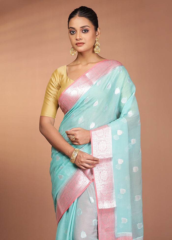 Blue Georgette Saree With Blouse Piece