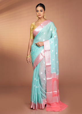Blue Georgette Saree With Blouse Piece