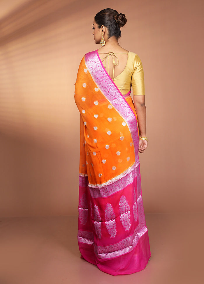 Orange Georgette Saree With Blouse Piece