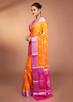Orange Georgette Saree With Blouse Piece