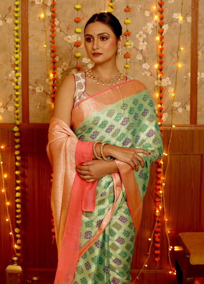 Green Pure Georgette Saree With Blouse Piece - Indian Silk House Agencies