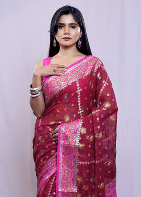 Maroon Pure Georgette Saree With Blouse Piece - Indian Silk House Agencies